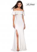 Picture of: Long Off The Shoulder Prom Dress with Side Slit in White, Style: 27096, Detail Picture 2