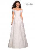 Picture of: Off the Shoulder Floor Length Dress with Rhinestones in White, Style: 27556, Detail Picture 2
