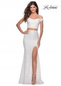Picture of: Two Piece Off the Shoulder Sequin Lace Prom Dress in White, Style: 28565, Detail Picture 2