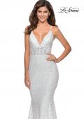 Picture of: Sequin Lace Mermaid Prom Dress with Sheer Bodice in White, Style: 28647, Detail Picture 2