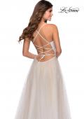 Picture of: White A-line Gown with Pearl Detail and Tie Up Back in White, Style: 28764, Detail Picture 2