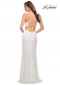 Picture of: Sequin Dress with Square Neckline and Open Back in White, Style 29676, Detail Picture 2