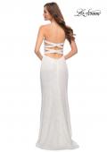 Picture of: Simple Sequin Strapless Dress with Faux Wrap Skirt in White, Style 29681, Detail Picture 2