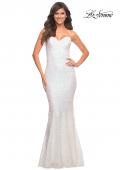 Picture of: Unique Long Sequin Strapless Gown with Sweetheart Top in White, Style: 30743, Detail Picture 2