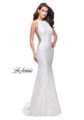 Picture of: Lace Mermaid Dress with Sheer Sides and Low Back in White, Style: 24903, Detail Picture 3