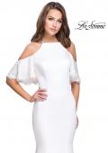 Picture of: Form Fitting Satin Mermaid Dress with Shoulder Cutouts in White, Style: 26145, Detail Picture 3