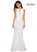 Picture of: High Neckline Jersey Prom Dress with Open Back in White, Style: 27124, Detail Picture 3