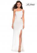 Picture of: Asymmetrical Jersey Prom Dress with Cut Outs in White, Style: 27126, Detail Picture 3