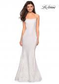 Picture of: Stretch Lace Gown with Square Neckline and Open Back in White, Style: 27565, Detail Picture 3