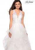 Picture of: Long Layered Tulle Dress with Lace Embellished Bodice in White, Style: 27570, Detail Picture 3