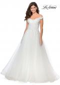 Picture of: Off the Shoulder Tulle Gown with Sheer Floral Bodice in White, Style: 28598, Detail Picture 3