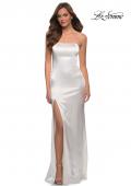 Picture of: Simply Chic Strapless Stretch Satin Long Gown in White, Style 29807, Detail Picture 3