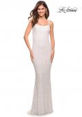 Picture of: Lovely Long Soft Sequin Dress with Scoop Neck in White, Style: 30707, Detail Picture 3