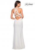 Picture of: Plunging Neckline Gown with Intricate Cut Out Back in White, Style: 26997, Detail Picture 4