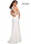 Picture of: Plunging Neckline Prom Dress with Criss Cross Back in White, Style: 27082, Detail Picture 4