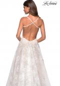Picture of: Floor Length Lace Dress with Criss Cross Open Back in White, Style: 27448, Detail Picture 4