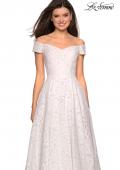 Picture of: Off the Shoulder Floor Length Dress with Rhinestones in White, Style: 27556, Detail Picture 4