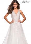 Picture of: Racer Back Lace Embellished Floor Length Ball Gown in White, Style: 27603, Detail Picture 4