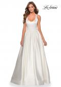 Picture of: Satin Ball Gown with Criss Cross Back and Pockets in White, Style: 28281, Detail Picture 4