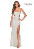Picture of: Cut Out Sequin Prom Dress with Straight Neckline in White, Style: 28765, Detail Picture 4