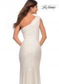 Picture of: One Shoulder Gown in Elegant Soft Sequin Fabric in White, Detail Picture 4