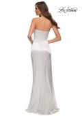 Picture of: Simply Chic Strapless Stretch Satin Long Gown in White, Style 29807, Detail Picture 4