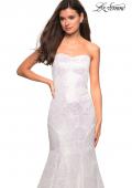 Picture of: Mermaid Style Rose Printed Strapless Prom Dress in White, Style: 27286, Detail Picture 5