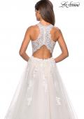 Picture of: Racer Back Lace Embellished Floor Length Ball Gown in White, Style: 27603, Detail Picture 5