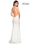 Picture of: Floor Length Jersey Dress with Soft V Neckline in White, Style: 27657, Detail Picture 5