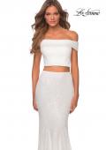 Picture of: Jewel Tone Off the Shoulder Two Piece Prom Dress in White, Style: 28425, Detail Picture 5