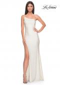 Picture of: Rhinestone One Shoulder Prom Dress with High Slit in White, Style: 31699, Detail Picture 5