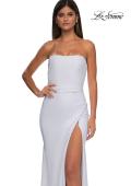 Picture of: Strapless Evening Dress with Beading Detail on Slit and Neckline in White , Style: 32360, Detail Picture 5