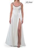 Picture of: Elegant A-Line Evening Gown with Beaded Straps and High Slit in White, Style: 33106, Detail Picture 5