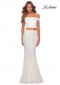 Picture of: Jewel Tone Off the Shoulder Two Piece Prom Dress in White, Style: 28425, Detail Picture 6