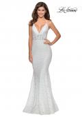 Picture of: Sequin Lace Mermaid Prom Dress with Sheer Bodice in White, Style: 28647, Detail Picture 6