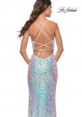 Picture of: Iridescent Long Sequin Prom Dress with Slit in White, Detail Picture 6