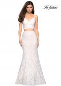 Picture of: Lace Two Piece Gown with Rhinestone Accents in White, Style: 27589, Detail Picture 7