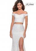 Picture of: Two Piece Off the Shoulder Sequin Lace Prom Dress in White, Style: 28565, Detail Picture 7