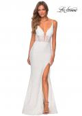 Picture of: Floor Length Lace Prom Dress with Sheer Bodice in White, Style: 28591, Detail Picture 7