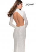 Picture of: Long Sleeve Sequin Prom Dress with Open Back in White, Style: 28771, Detail Picture 7
