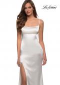 Picture of: Fitted Stretch Satin Dress with Scoop Back in White, Style 29945, Detail Picture 7