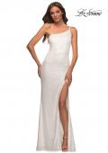 Picture of: Simple One Shoulder Long Sequin Evening Gown in White, Detail Picture 7