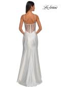 Picture of: Rhinestone Corset Prom Dress with Stretch Satin Skirt in White, Style: 32691, Detail Picture 7