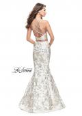 Picture of: Two Piece Mermaid Jacquard Prom Dress with Open Back in White Gold, Style: 26202, Back Picture