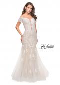Picture of: Polka Dot Off the Shoulder Two Piece Tulle Prom Dress in White Nude, Style: 26192, Main Picture