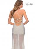 Picture of: Sheer Tulle Rhinestone Dress with Attached Shorts in White, Style: 28806, Detail Picture 3