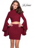 Picture of: Two Piece Bell Sleeve Jersey Dress with Open Back in Wine, Style: 26621, Main Picture