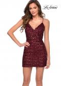 Picture of: Short Sequin Dress with Criss Cross Open Back in Wine, Style: 29171, Main Picture