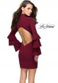 Picture of: Short Homecoming Dress with Tiered Bell Sleeves in Wine, Style: 26639, Back Picture