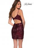 Picture of: Short Sequin Homecoming Dress with Faux Wrap Skirt in Wine, Style: 29426, Back Picture